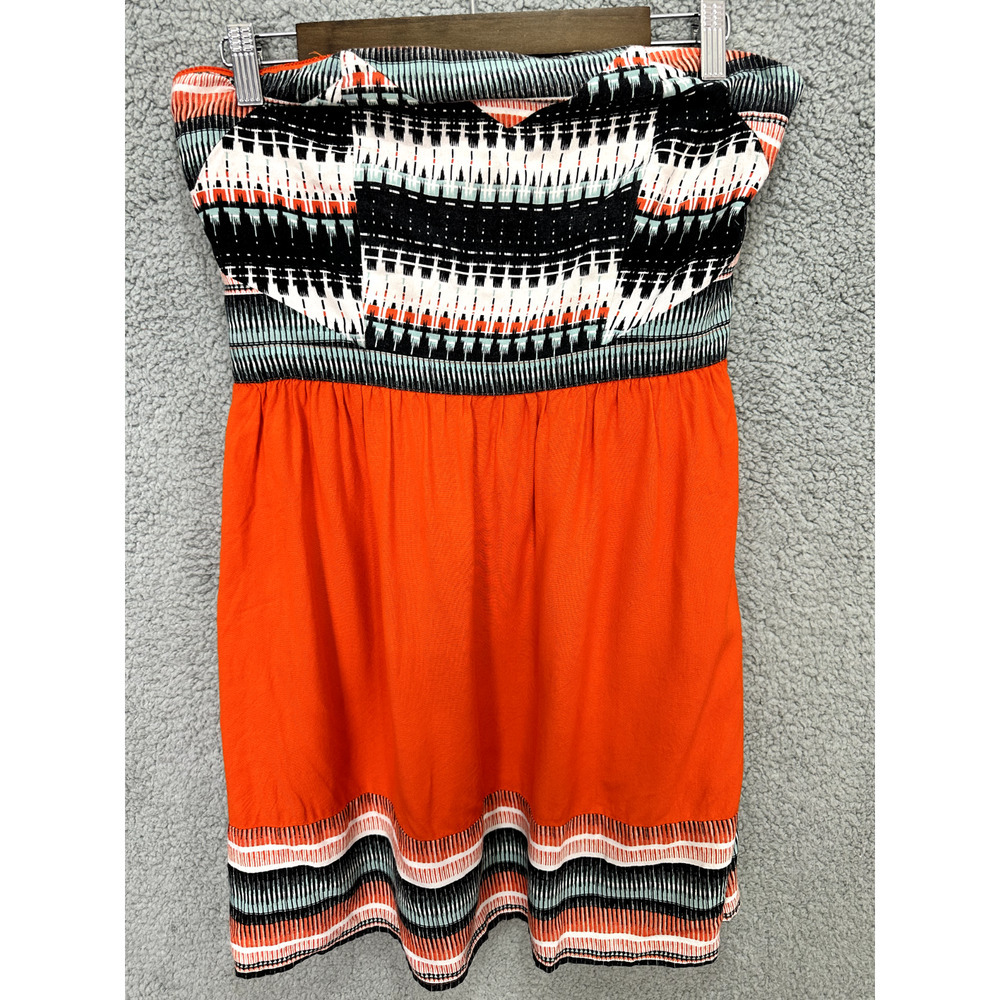 Vtg‎ Y2K Mini Dress Silence & Noise Womens Large Aztec Strapless Geometric Boho